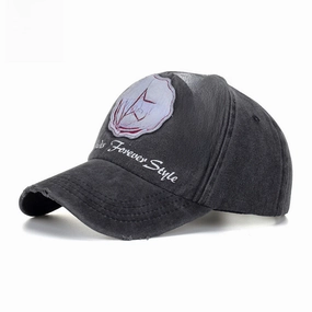 Wholesale Washed cotton alphabet print patch embroidered baseball cap