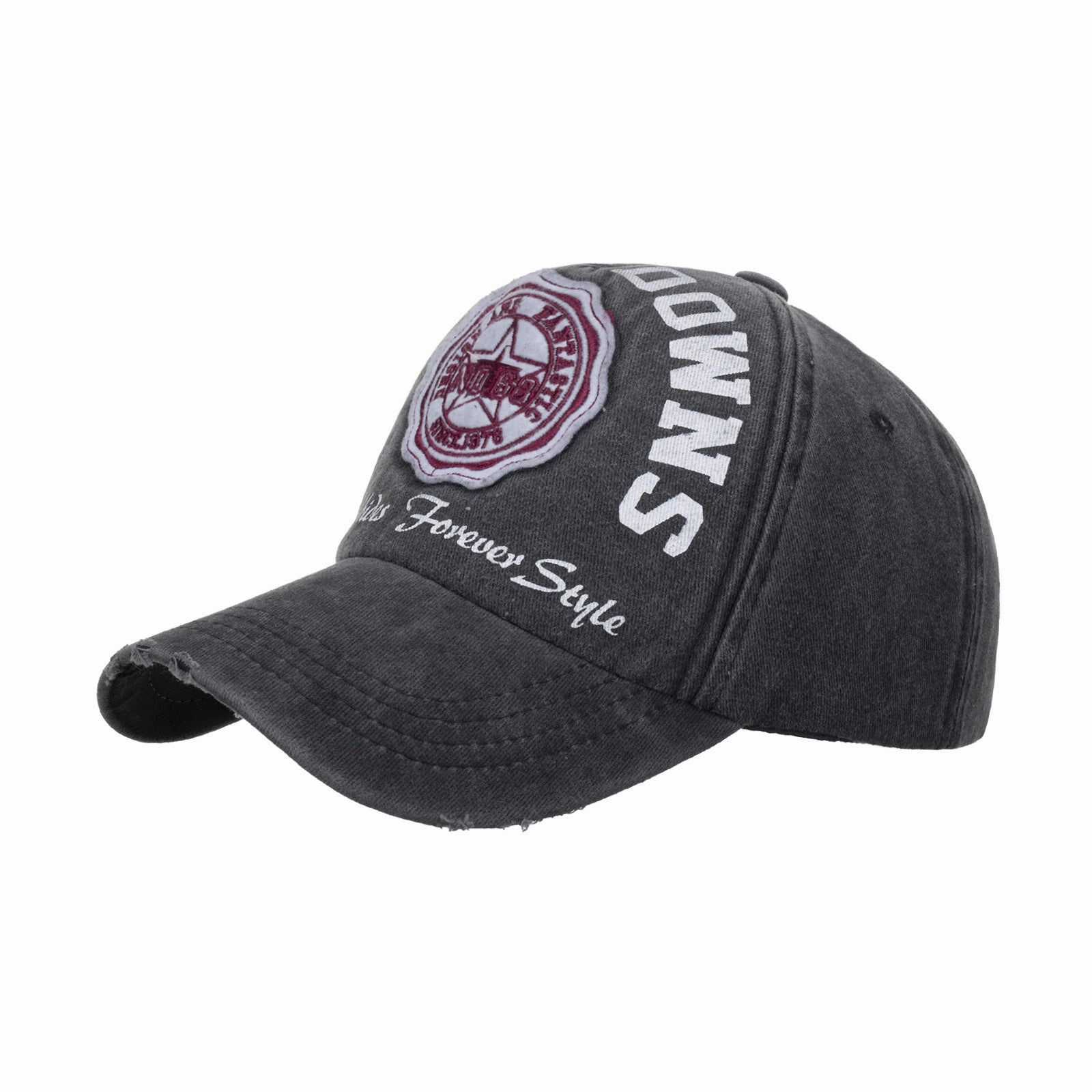 Wholesale Washed cotton alphabet print patch embroidered baseball cap