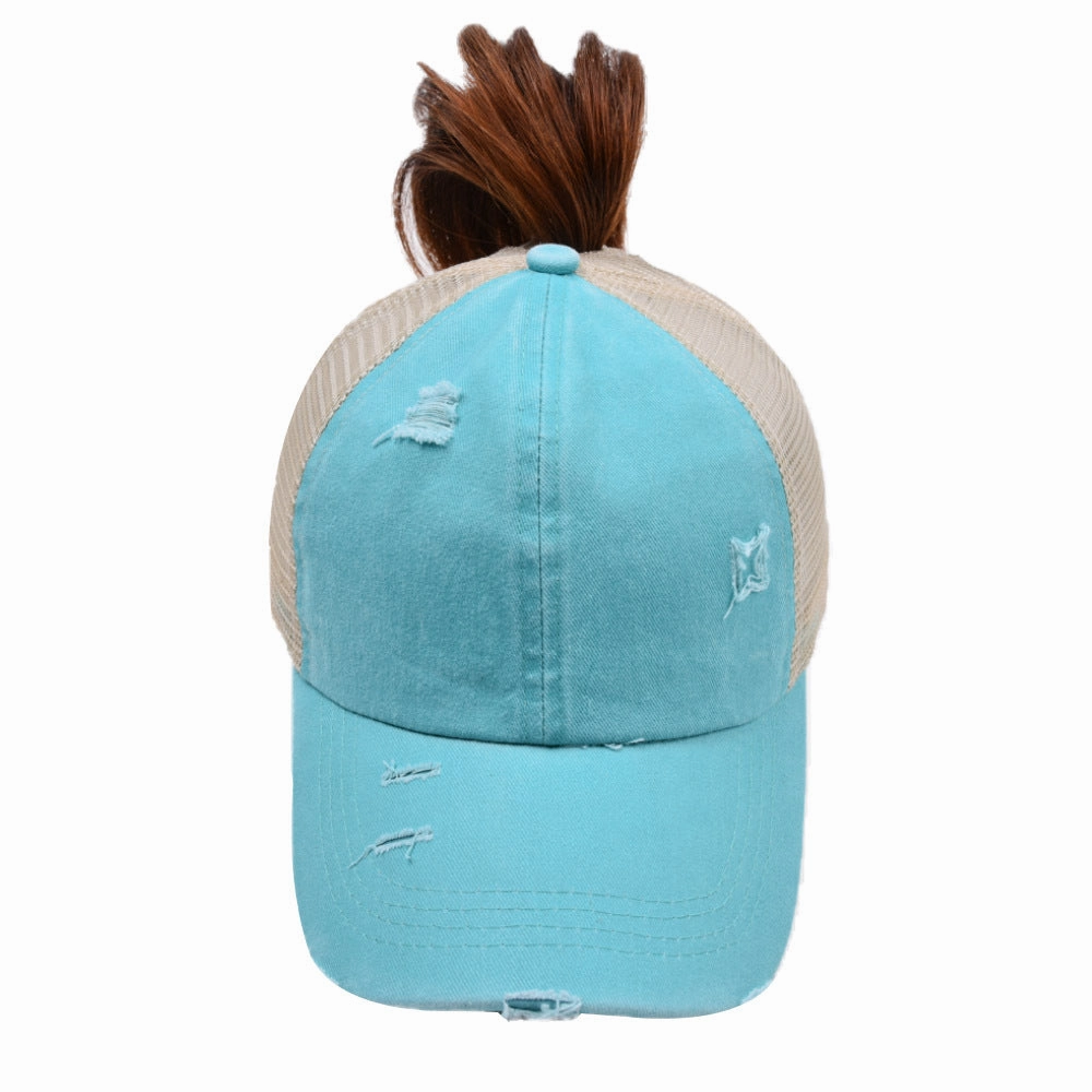 Wholesale Washed Cross Ponytail Fashionable Outdoor Sun Shading Duckbill Hat