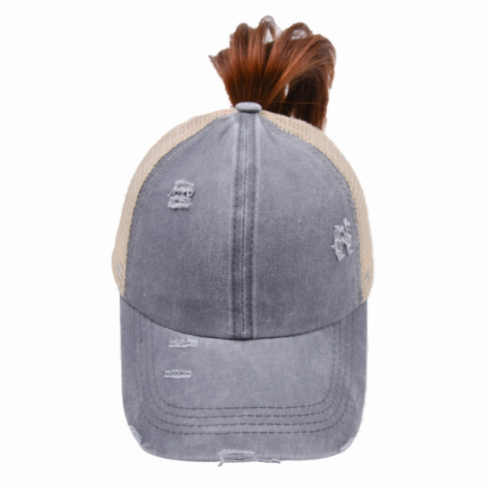 Wholesale Washed Cross Ponytail Fashionable Outdoor Sun Shading Duckbill Hat