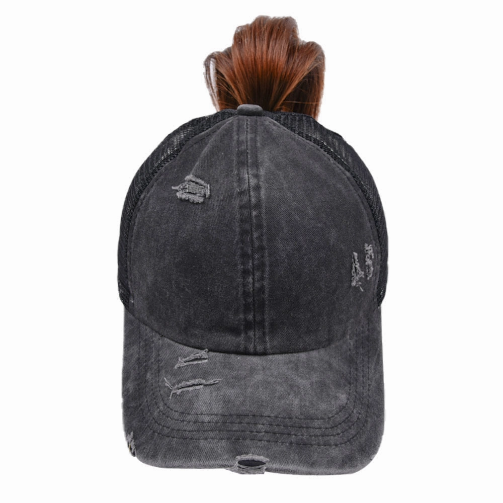 Wholesale Washed Cross Ponytail Fashionable Outdoor Sun Shading Duckbill Hat