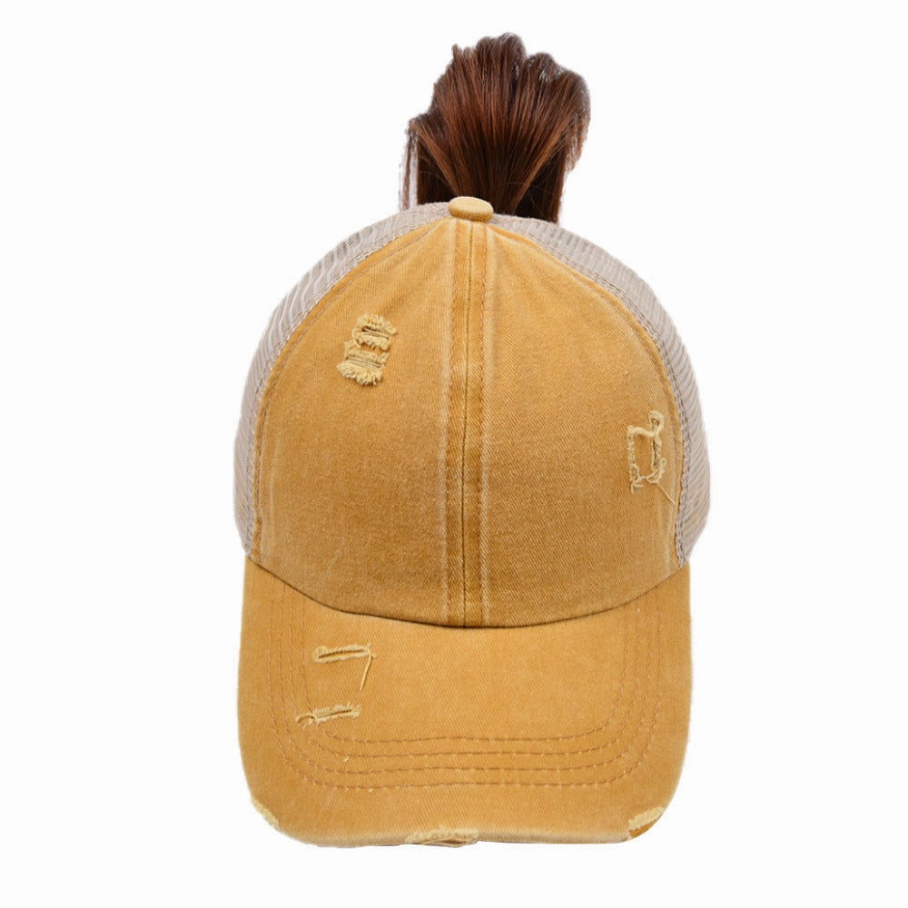 Wholesale Washed Cross Ponytail Fashionable Outdoor Sun Shading Duckbill Hat