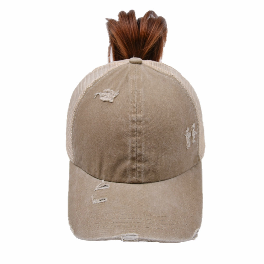 Wholesale Washed Cross Ponytail Fashionable Outdoor Sun Shading Duckbill Hat