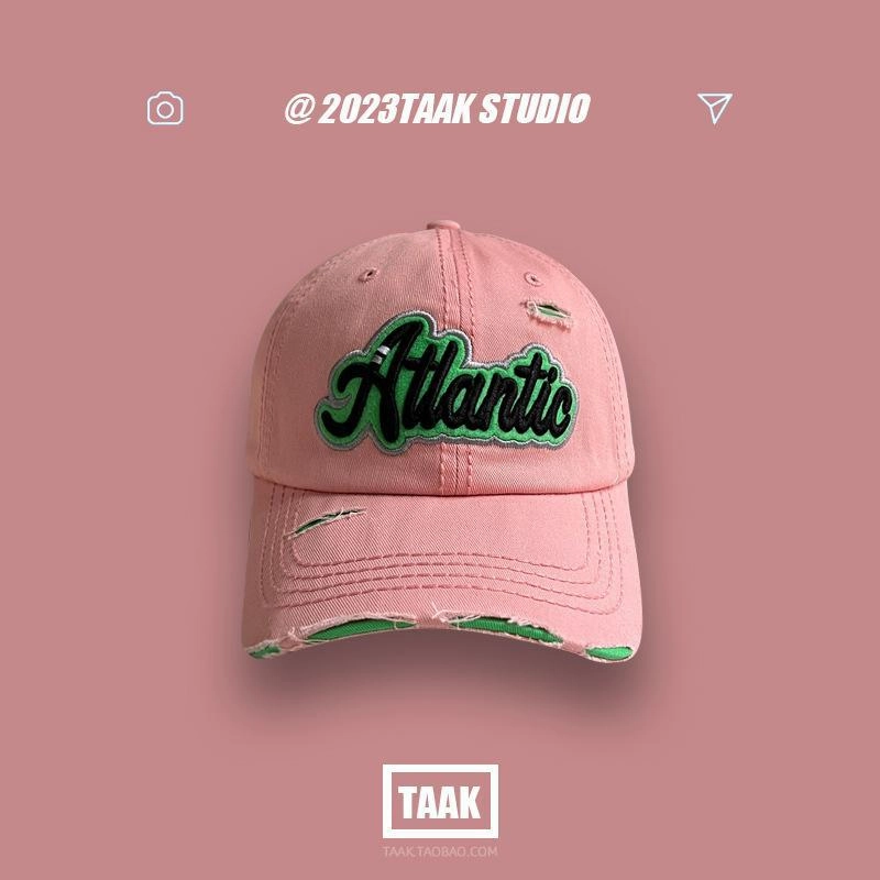 Wholesale Washed denim ripped baseball cap for women summer all-match street letter embroidered cap