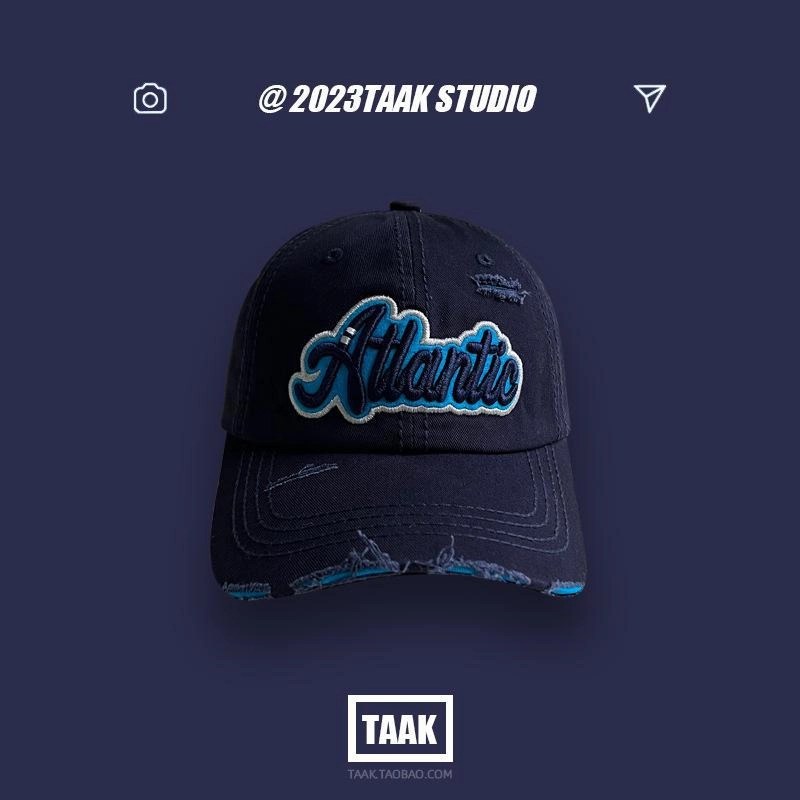 Wholesale Washed denim ripped baseball cap for women summer all-match street letter embroidered cap