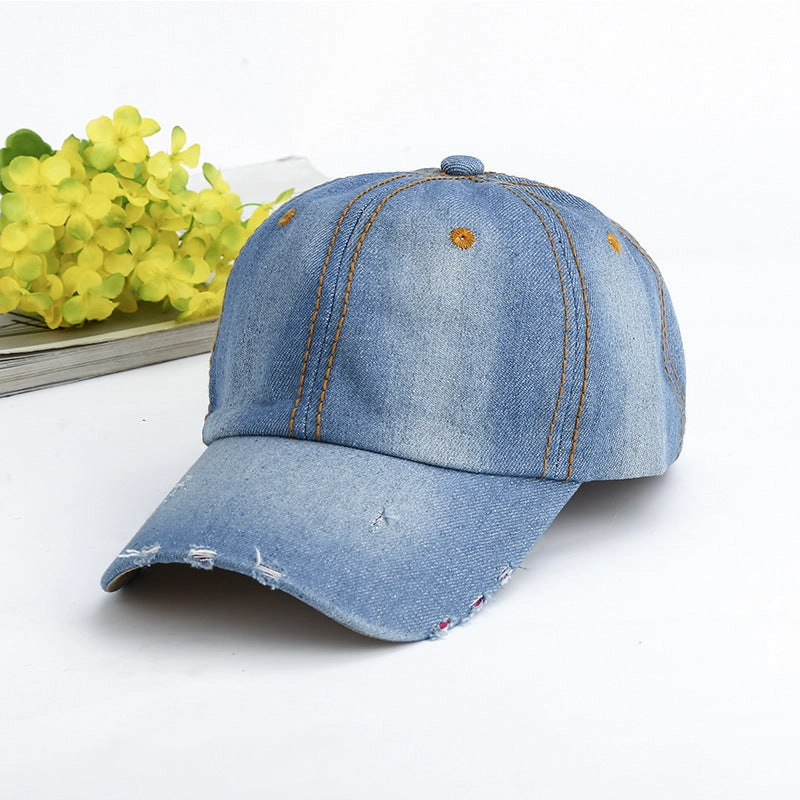 Wholesale Washed denim sports sun protection visor dome cap