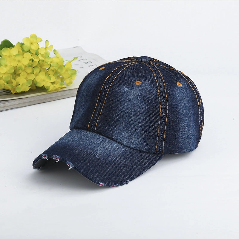 Wholesale Washed denim sports sun protection visor dome cap
