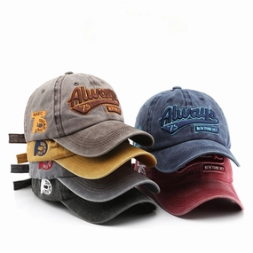 Wholesale Washed Distressed Letter Visor Baseball Cap
