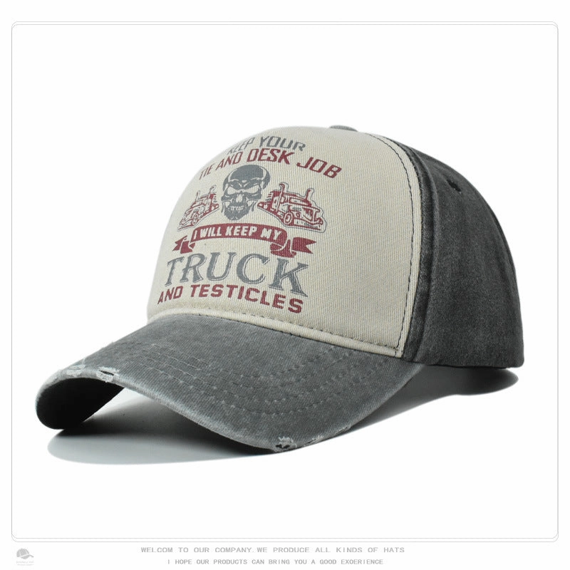 Wholesale Washed Distressed Print Fashionable Color Blocking Outdoor Sun Shading Baseball Cap