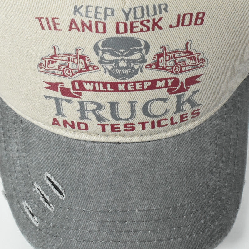Wholesale Washed Distressed Print Fashionable Color Blocking Outdoor Sun Shading Baseball Cap
