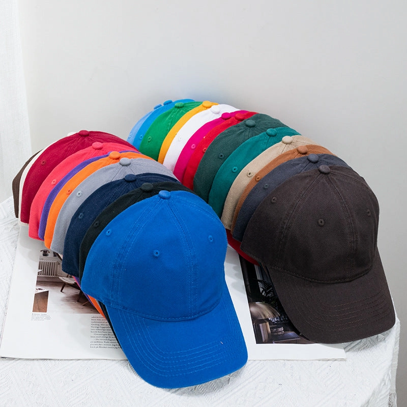 Wholesale Washed Solid Color Soft Top Versatile Curved Brim Baseball Cap
