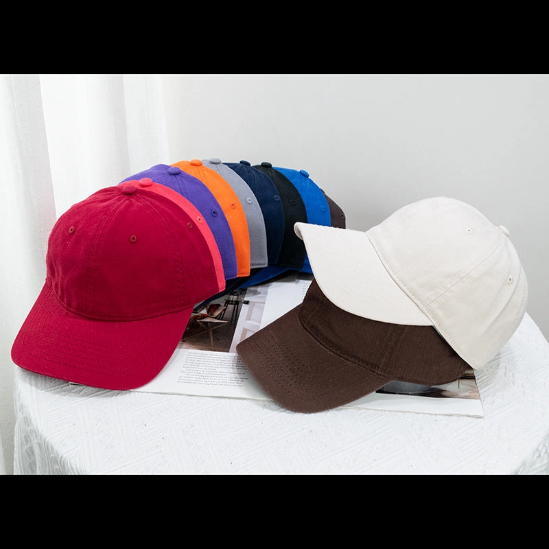 Wholesale Washed Solid Color Soft Top Versatile Curved Brim Baseball Cap