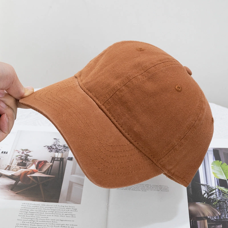 Wholesale Washed Solid Color Soft Top Versatile Curved Brim Baseball Cap