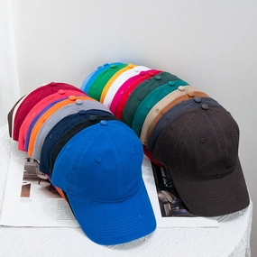 Wholesale Washed Solid Color Soft Top Versatile Curved Brim Baseball Cap