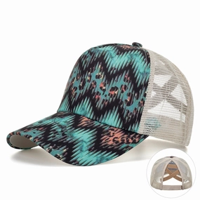 Wholesale Wave stripe cross mesh baseball cap