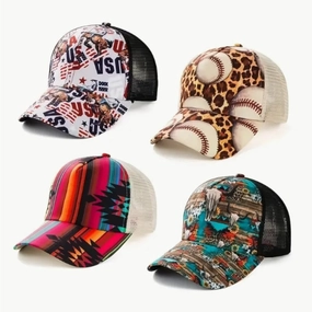 Wholesale Western Style Cross Ponytail Aztec Baseball Cap