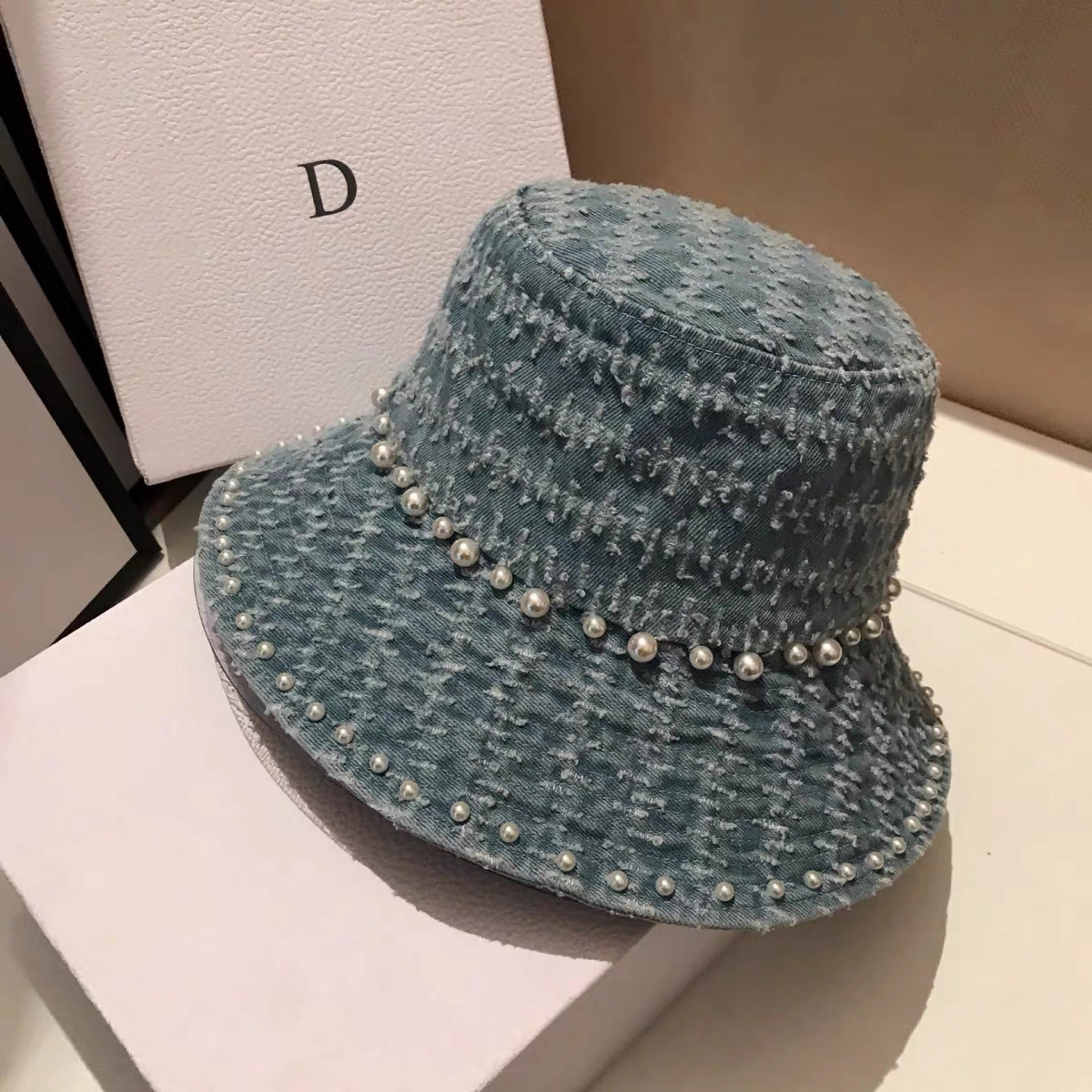 Wholesale Whiskers Ripped Tassel Denim Fisherman Hat Basin Hat