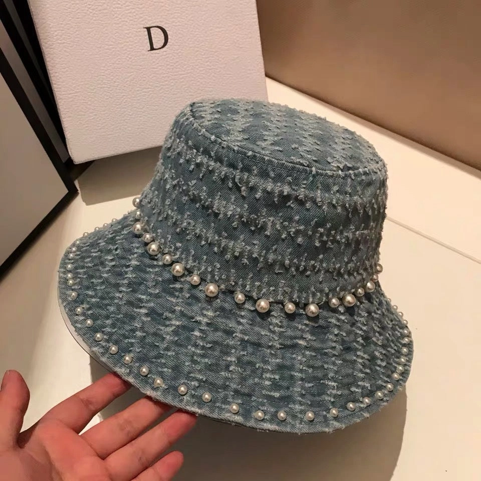 Wholesale Whiskers Ripped Tassel Denim Fisherman Hat Basin Hat