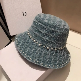Wholesale Whiskers Ripped Tassel Denim Fisherman Hat Basin Hat