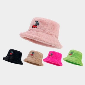 Wholesale Winter Cherry Bucket Hat Plush Hat
