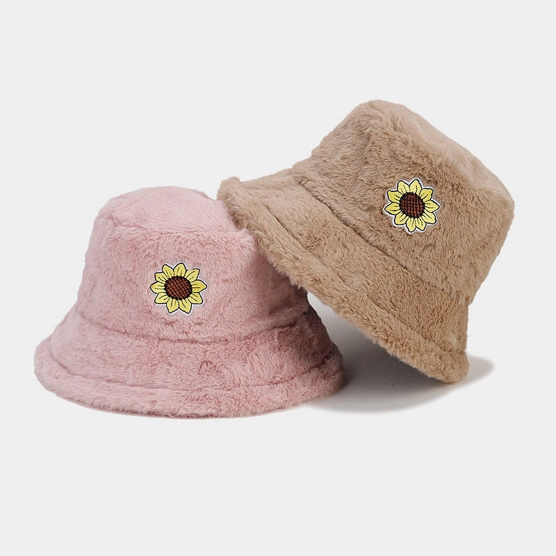 Wholesale Winter Sunflower Fisherman Hat Thickened Warm Plush Hat