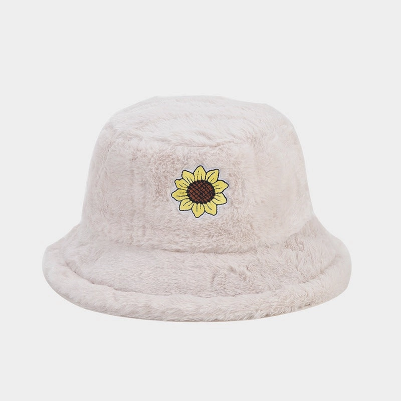 Wholesale Winter Sunflower Fisherman Hat Thickened Warm Plush Hat