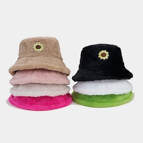 Wholesale Winter Sunflower Fisherman Hat Thickened Warm Plush Hat