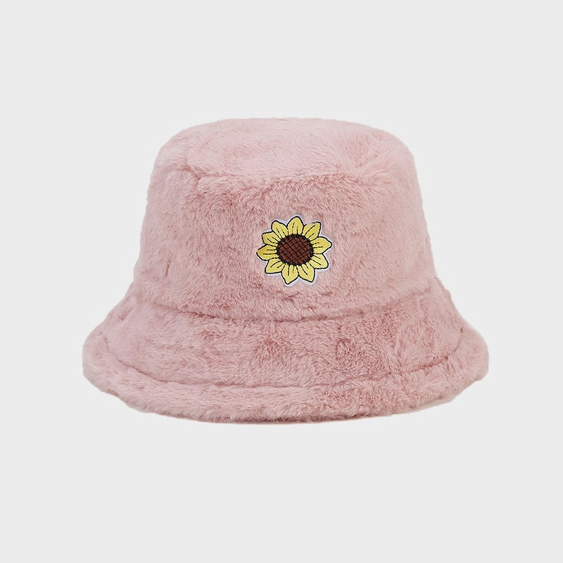 Wholesale Winter Sunflower Fisherman Hat Thickened Warm Plush Hat