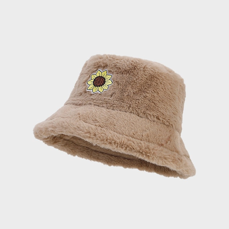 Wholesale Winter Sunflower Fisherman Hat Thickened Warm Plush Hat