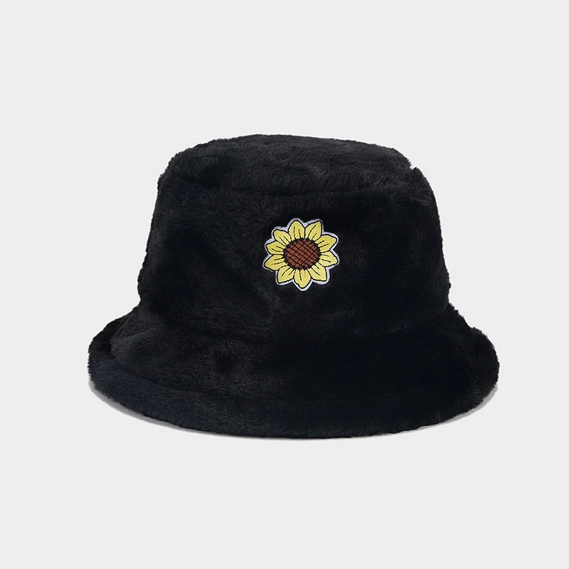 Wholesale Winter Sunflower Fisherman Hat Thickened Warm Plush Hat