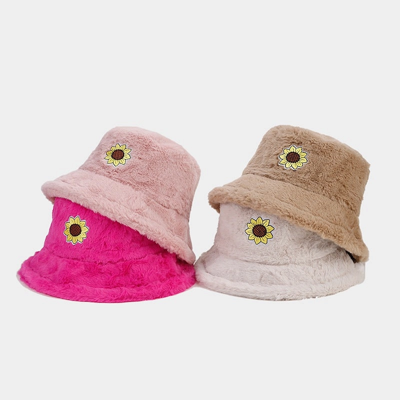Wholesale Winter Sunflower Fisherman Hat Thickened Warm Plush Hat