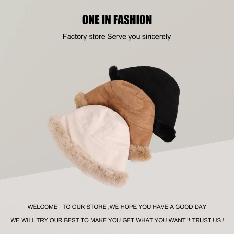 Wholesale Winter Velvet Thickened Warm Plush Fisherman Hat