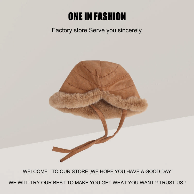 Wholesale Winter Velvet Thickened Warm Plush Fisherman Hat