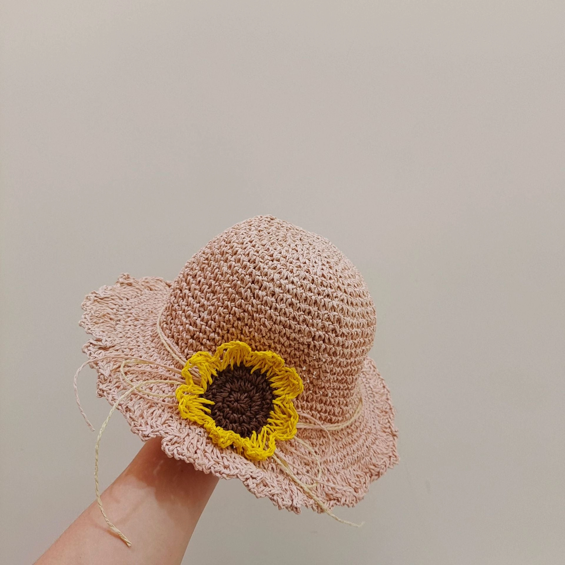 Wholesale Woven Sunflower Kids Sunshade Straw Hat
