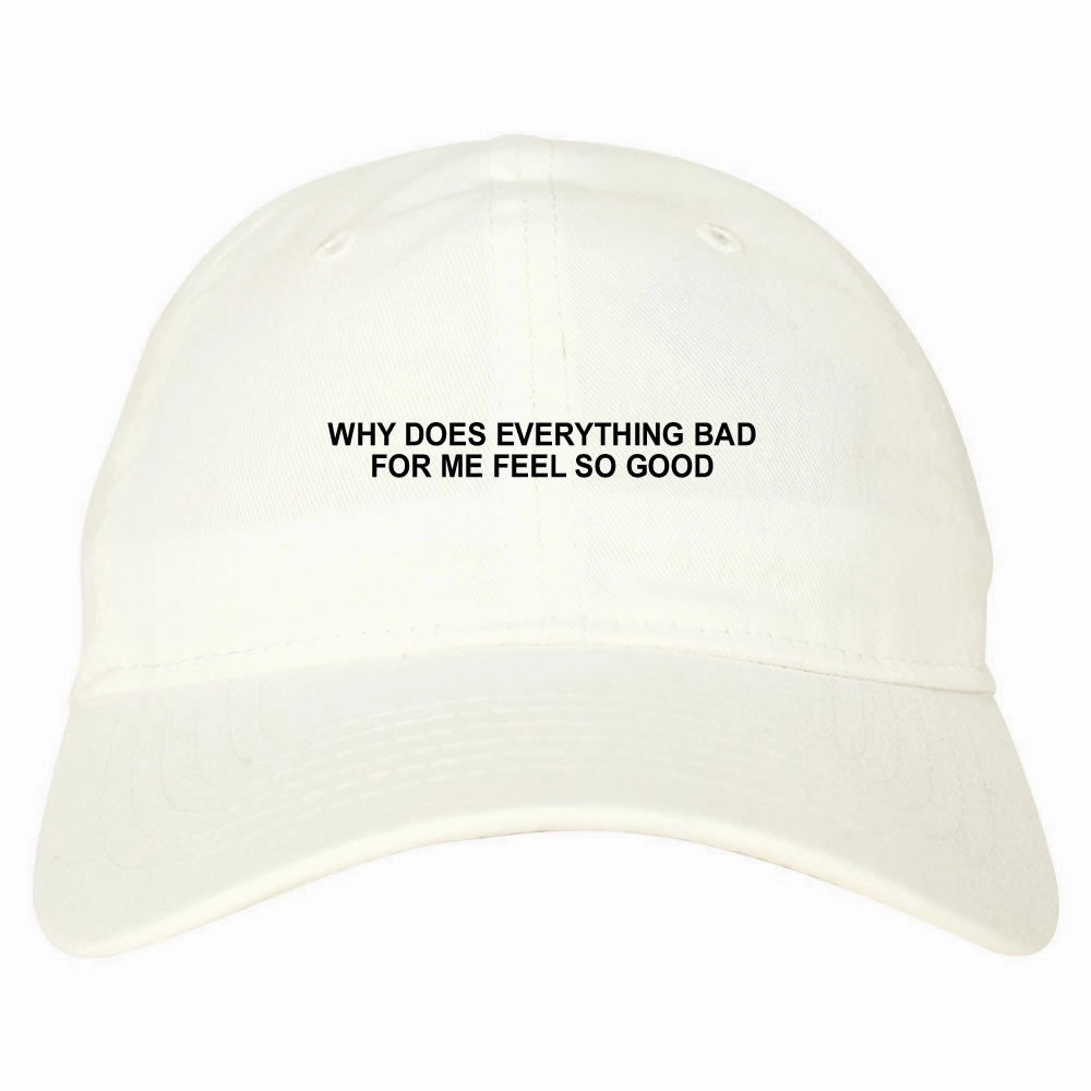 Why Does Everything Bad For Me Feel So Good Mens Dad Hat Baseball Cap