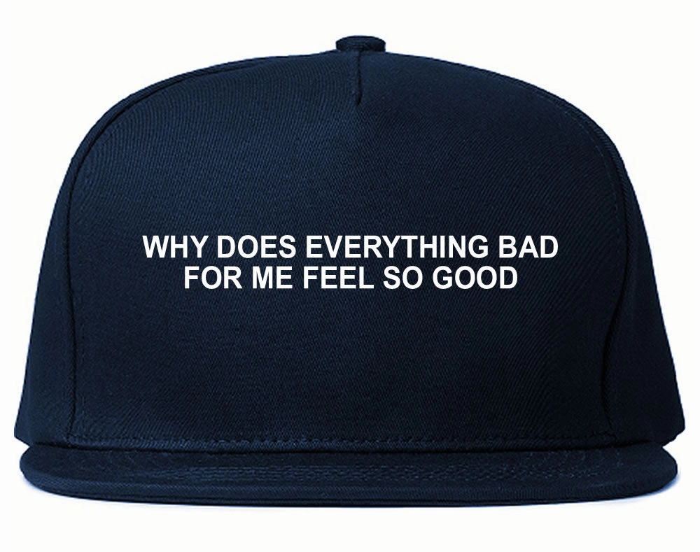 Why Does Everything Bad For Me Feel So Good Mens Snapback Hat Cap