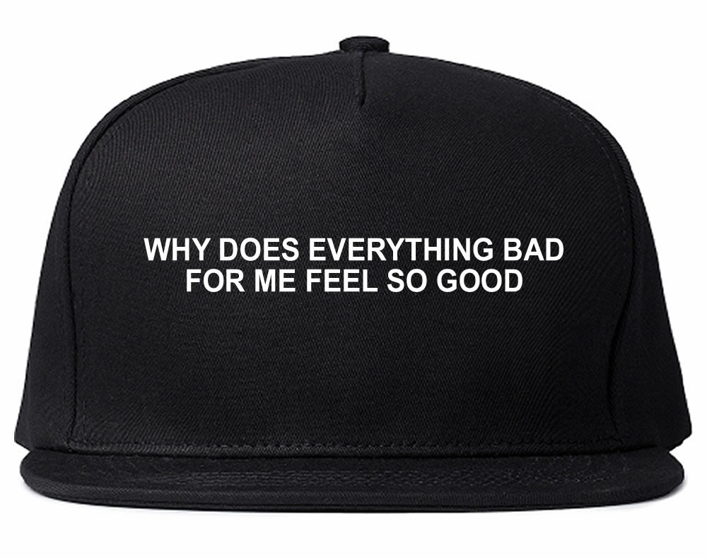 Why Does Everything Bad For Me Feel So Good Mens Snapback Hat Cap