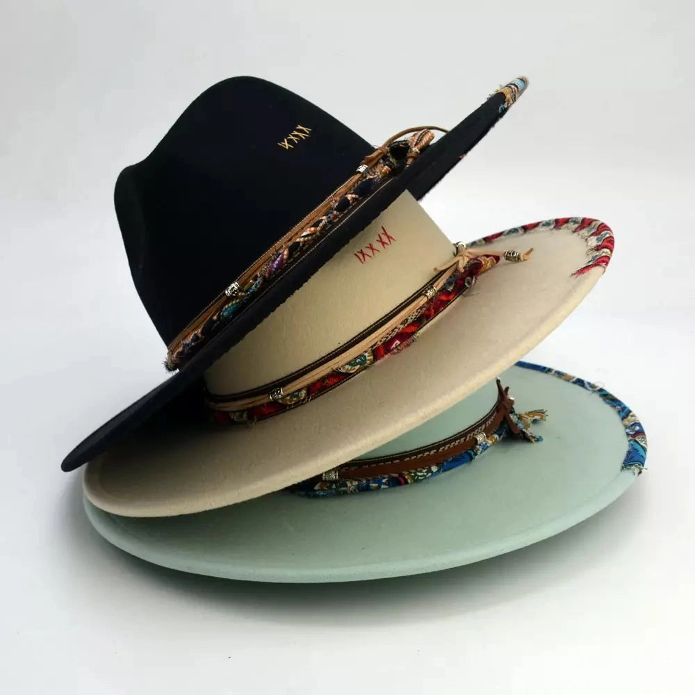 Wildflowers Handmade Felt Fedora Hat
