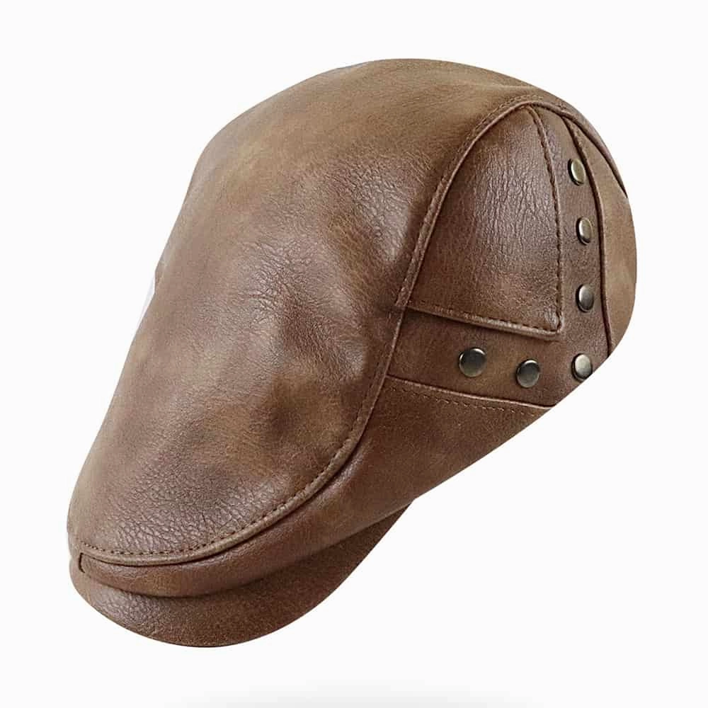 William Leather Duckbill Flat Cap