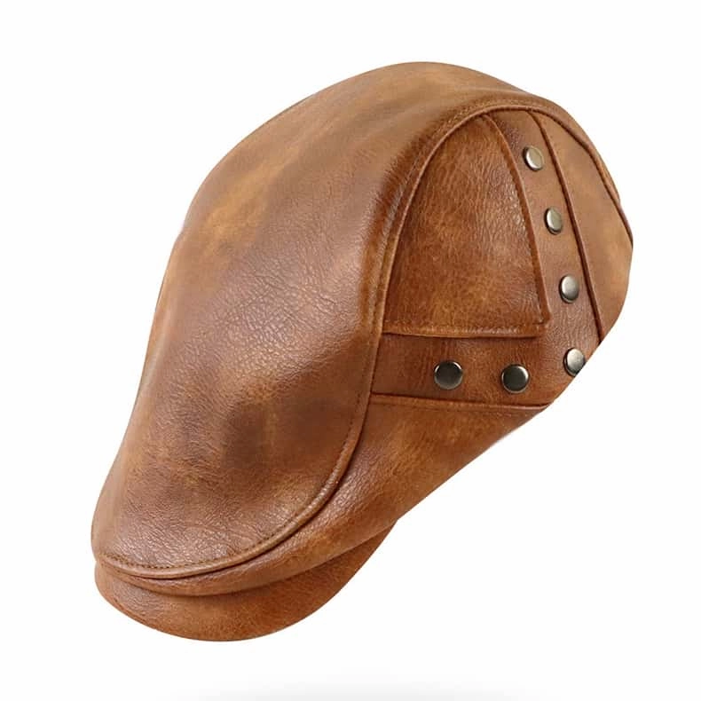 William Leather Duckbill Flat Cap