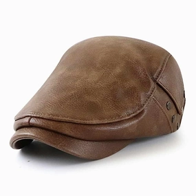 William Leather Duckbill Flat Cap