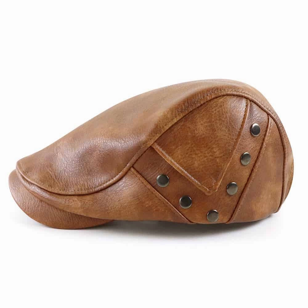 William Leather Duckbill Flat Cap