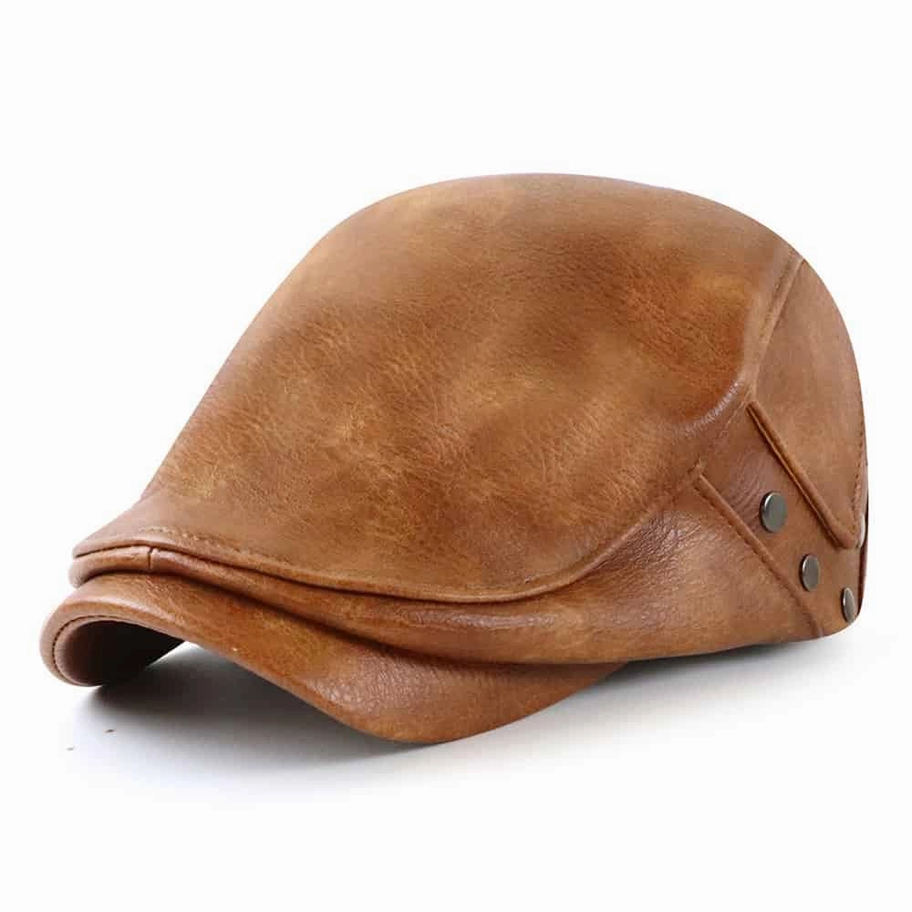 William Leather Duckbill Flat Cap