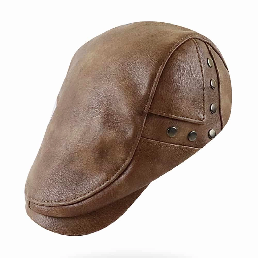 William Leather Duckbill Flat Cap