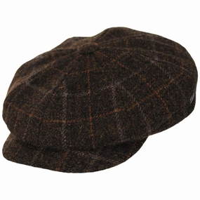 Windowpane Plaid Virgin Wool Newsboy Cap