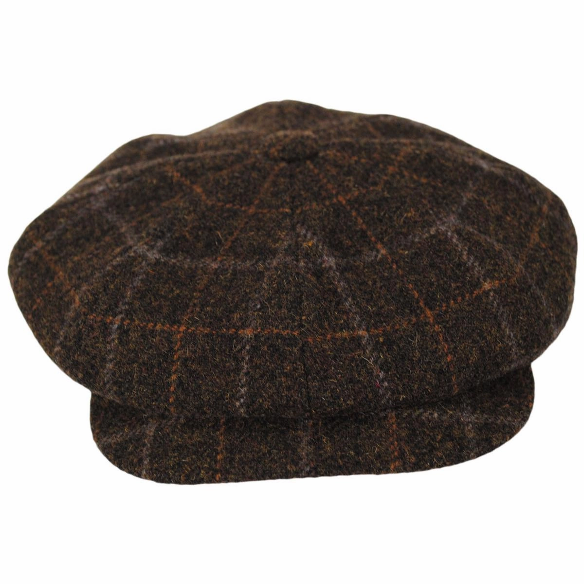 Windowpane Plaid Virgin Wool Newsboy Cap