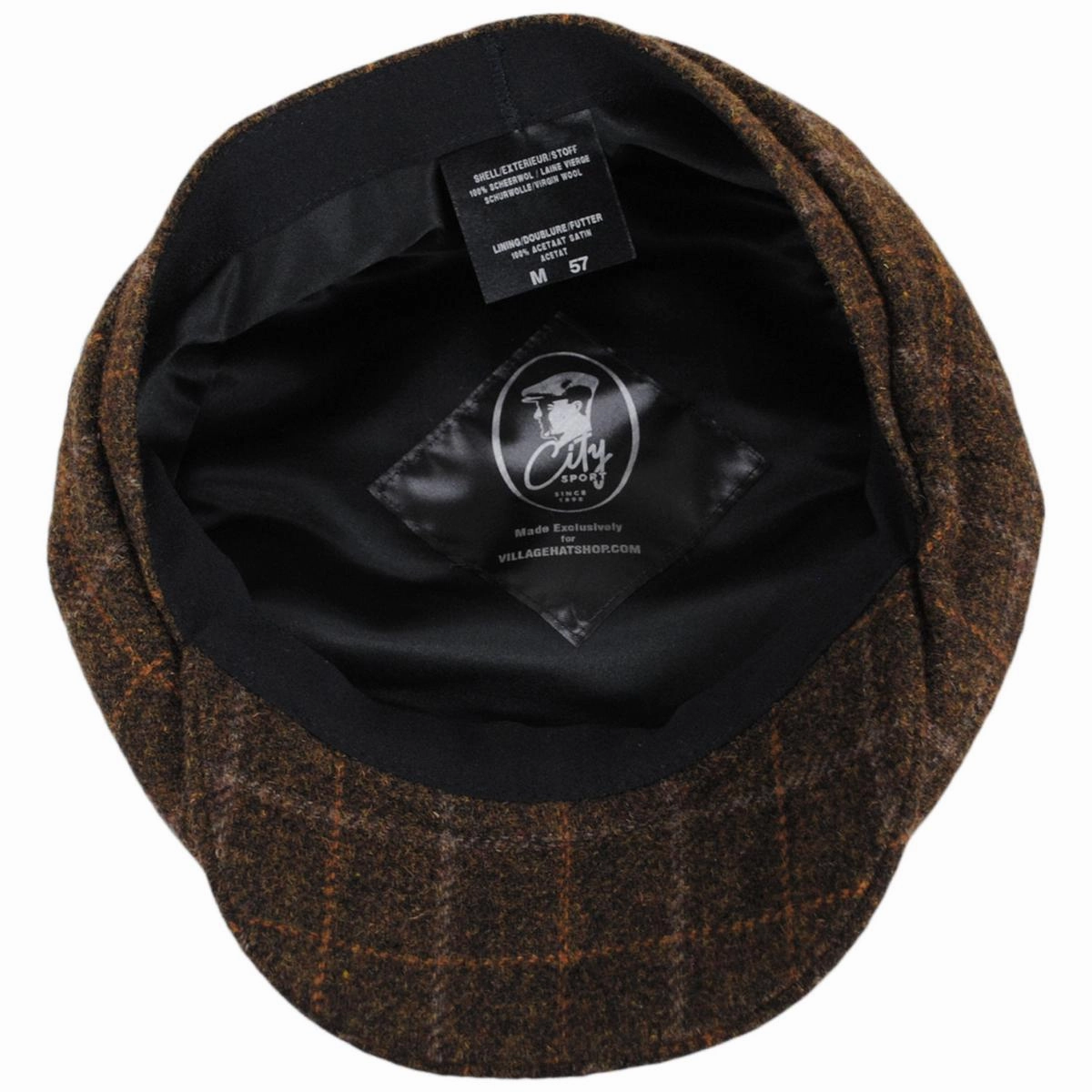 Windowpane Plaid Virgin Wool Newsboy Cap