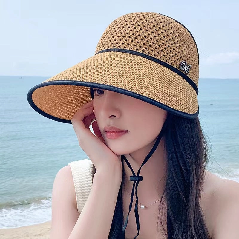 Windproof Adjustable Lacy Wide-Brim Hat Summer Sun Protection