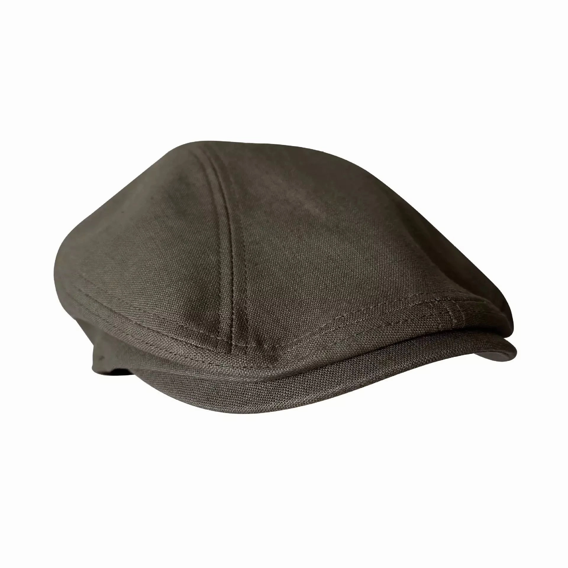 Winston Army Green Linen Flat Cap