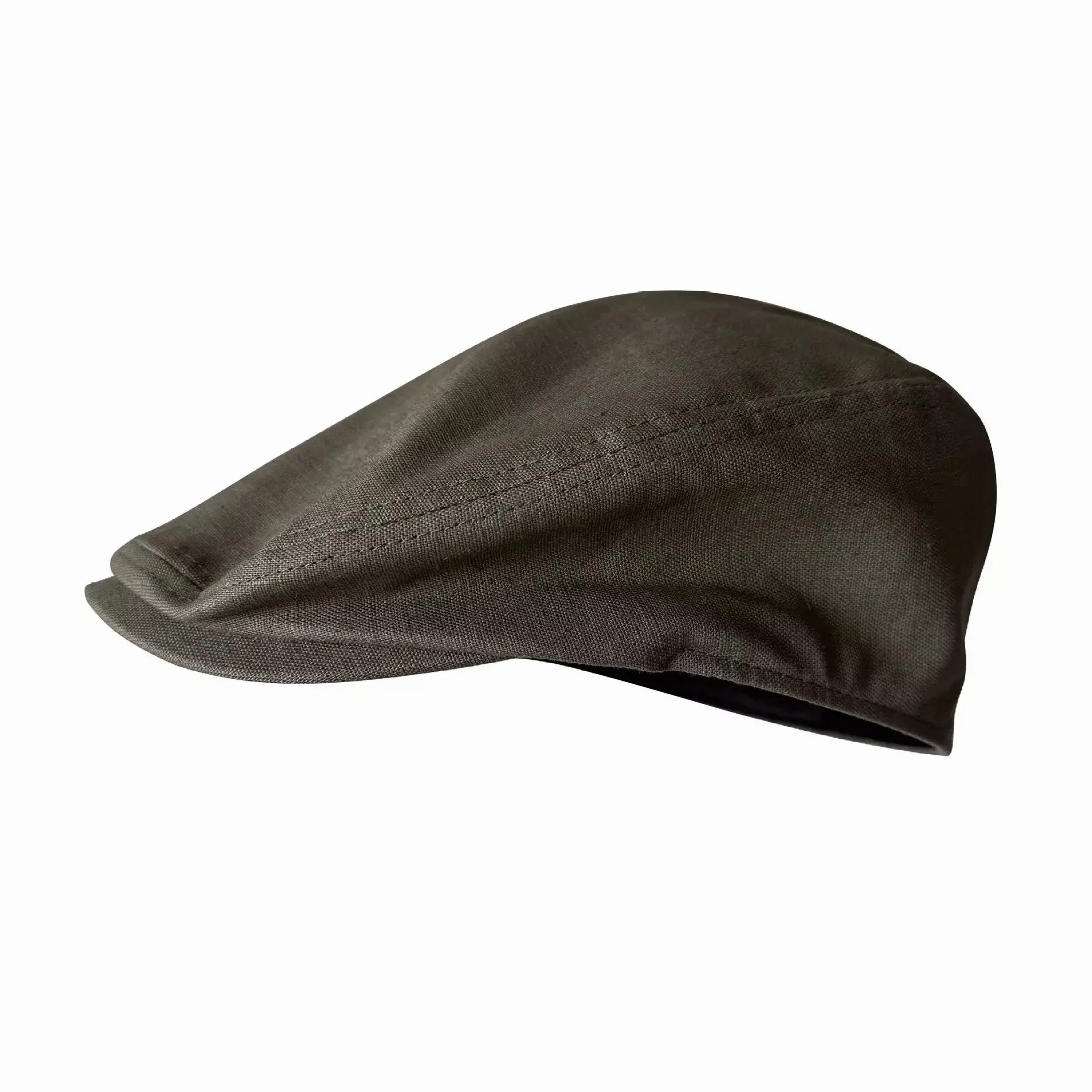 Winston Army Green Linen Flat Cap